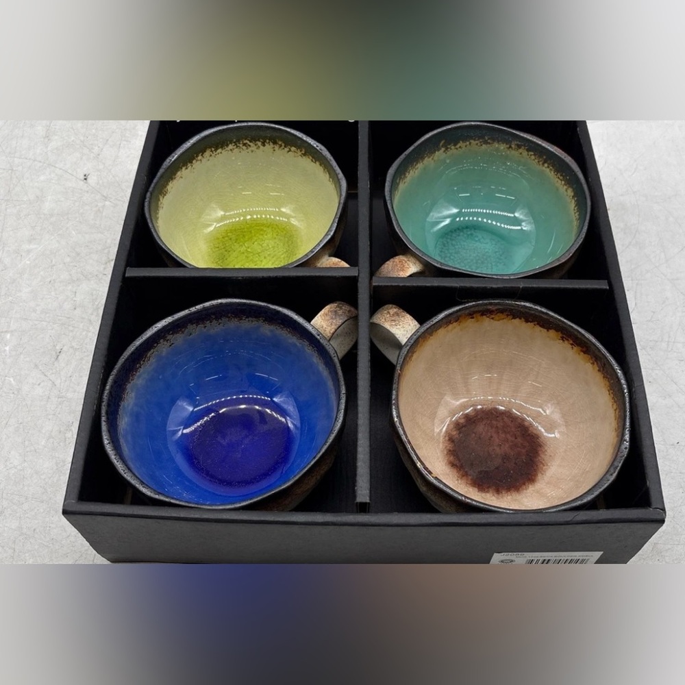MIYA Kosui Boulder Japanese Set of 4 Glazed Ceramic Mugs 11oz Set - Picture 9 of 14